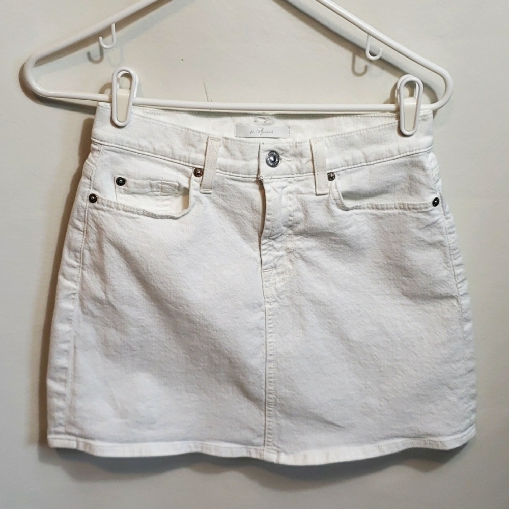 7 FOR ALL MANKIND White Denim Mini Skirt Size Small